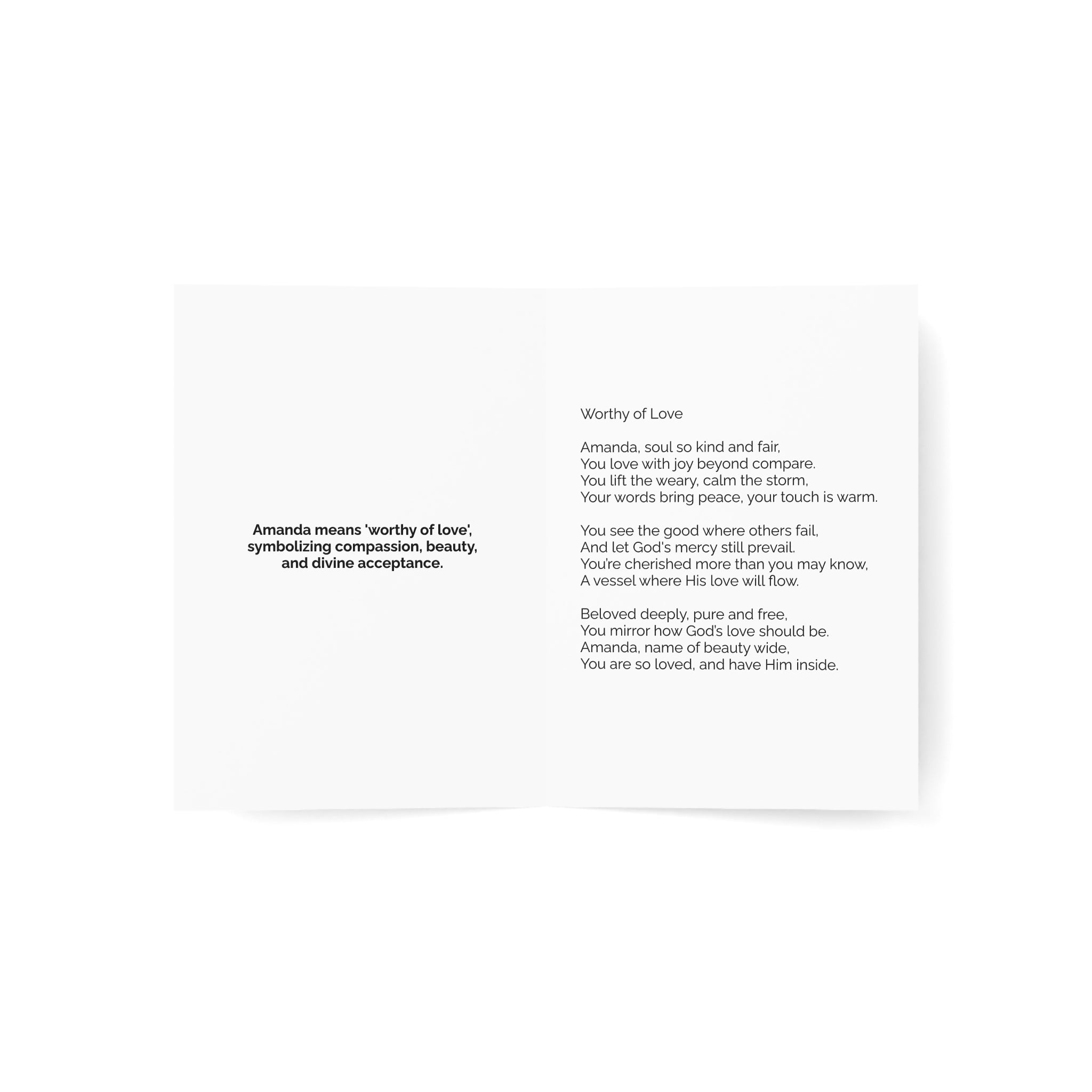 Amanda - Name Meaning Card with Poem