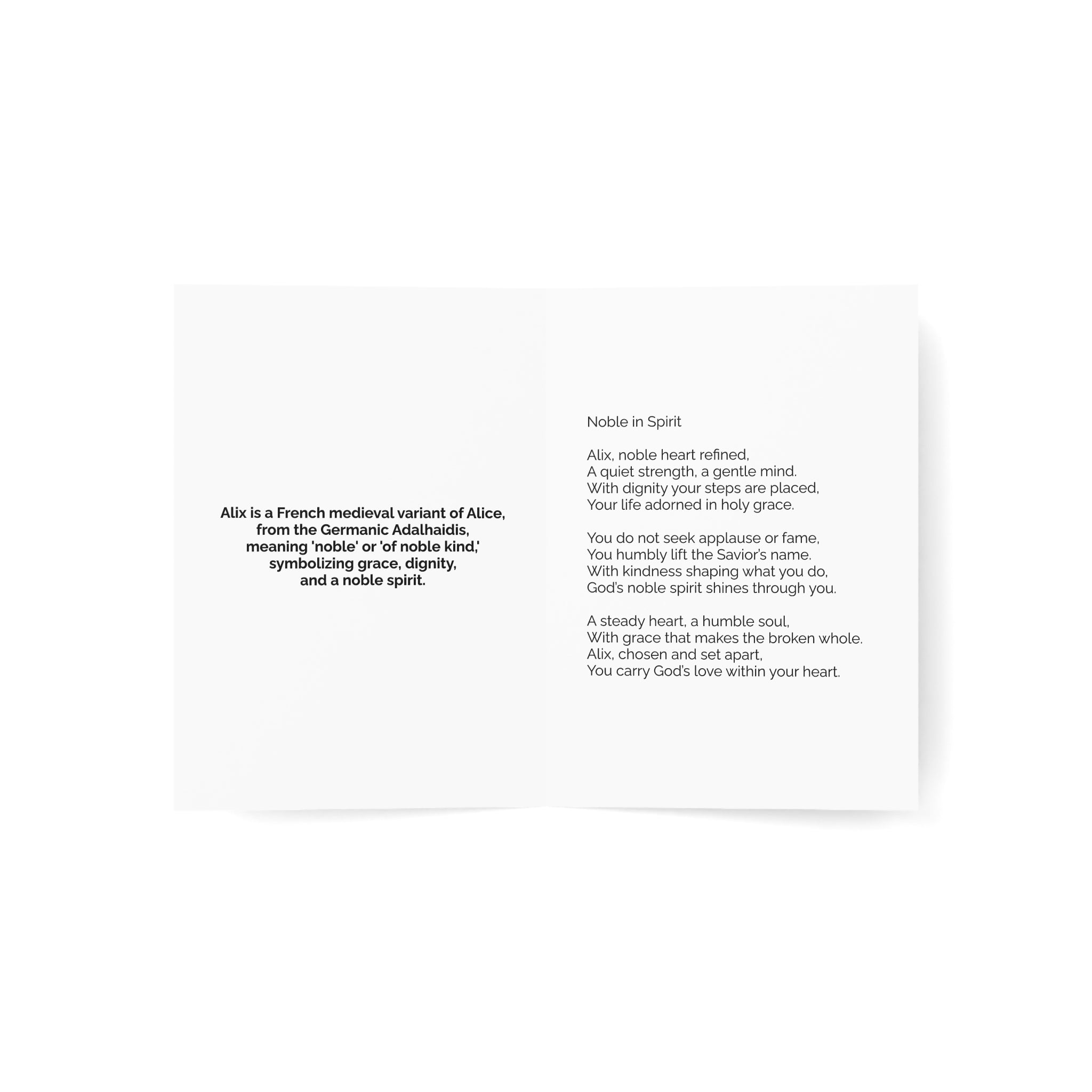 Alix - Personalized Name Meaning Card with Poem
