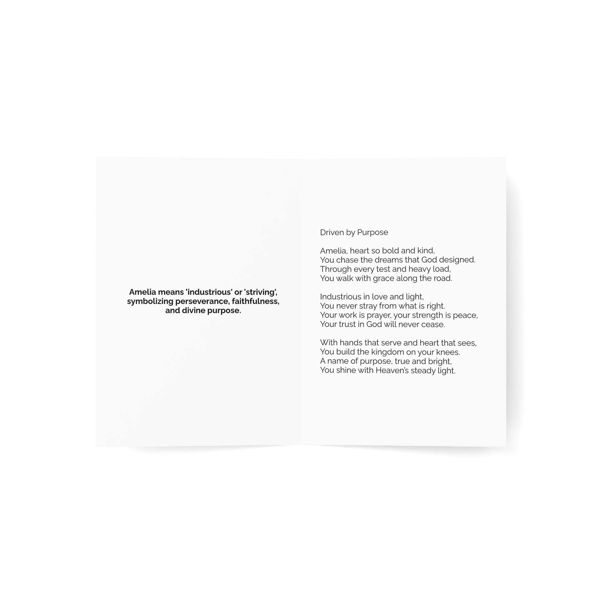 Amelia - Name Meaning Card with Poem