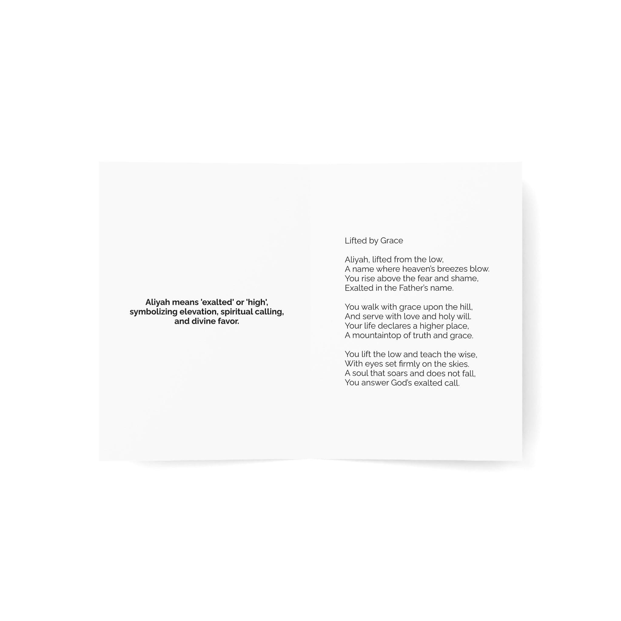 Aliyah - Name Meaning Card with Poem