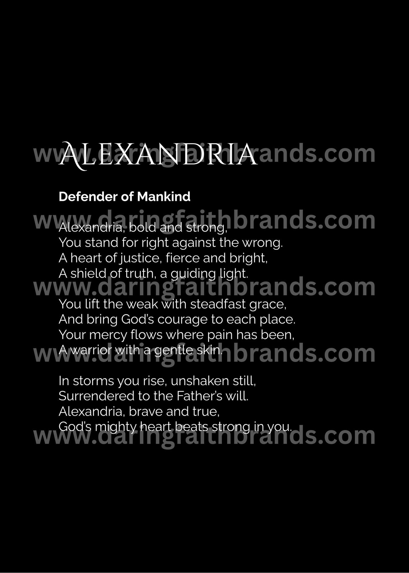 Alexandria - Custom Name Meaning Poem - Digital Download