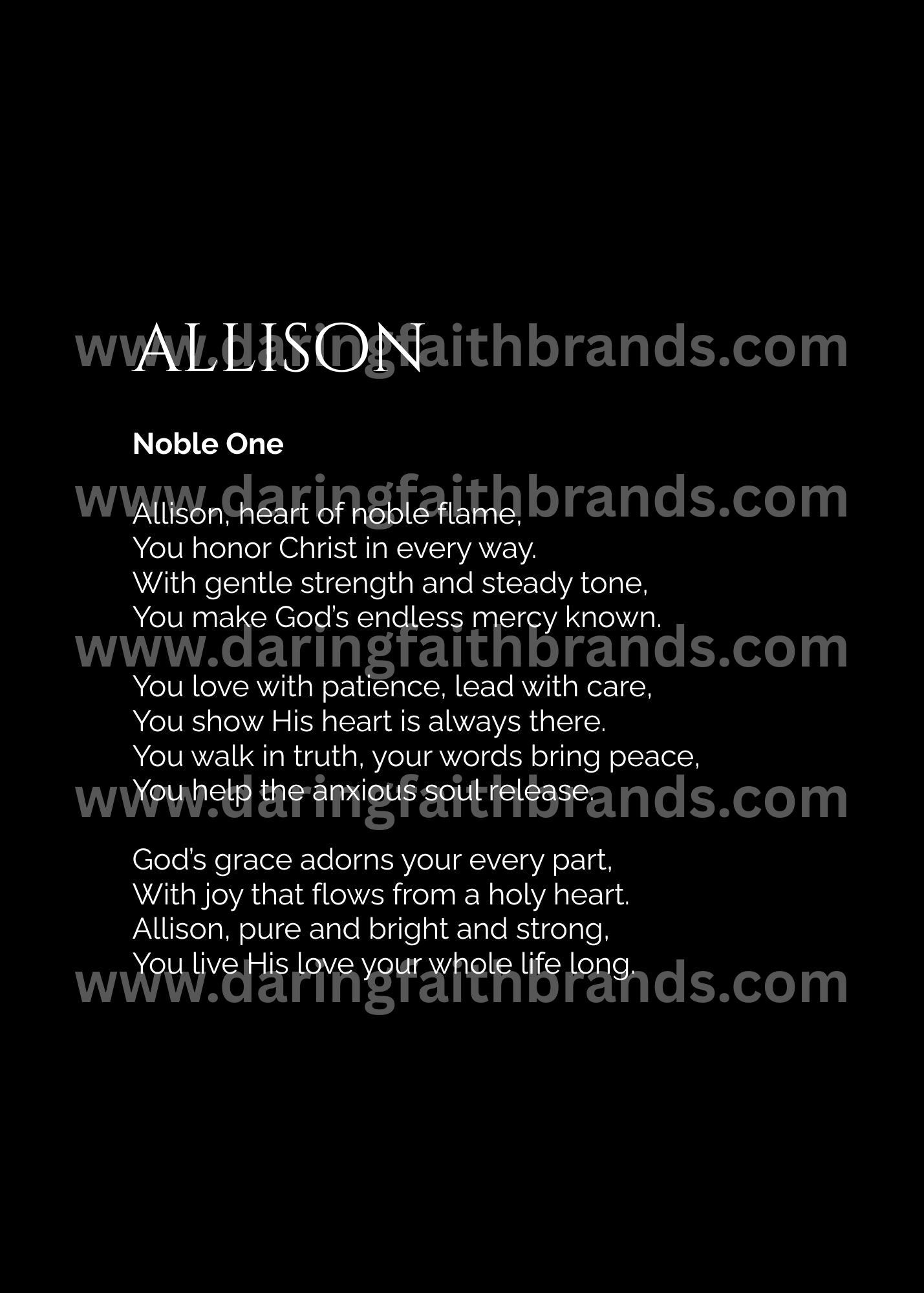 Allison - Name Meaning Poem - Digital Download