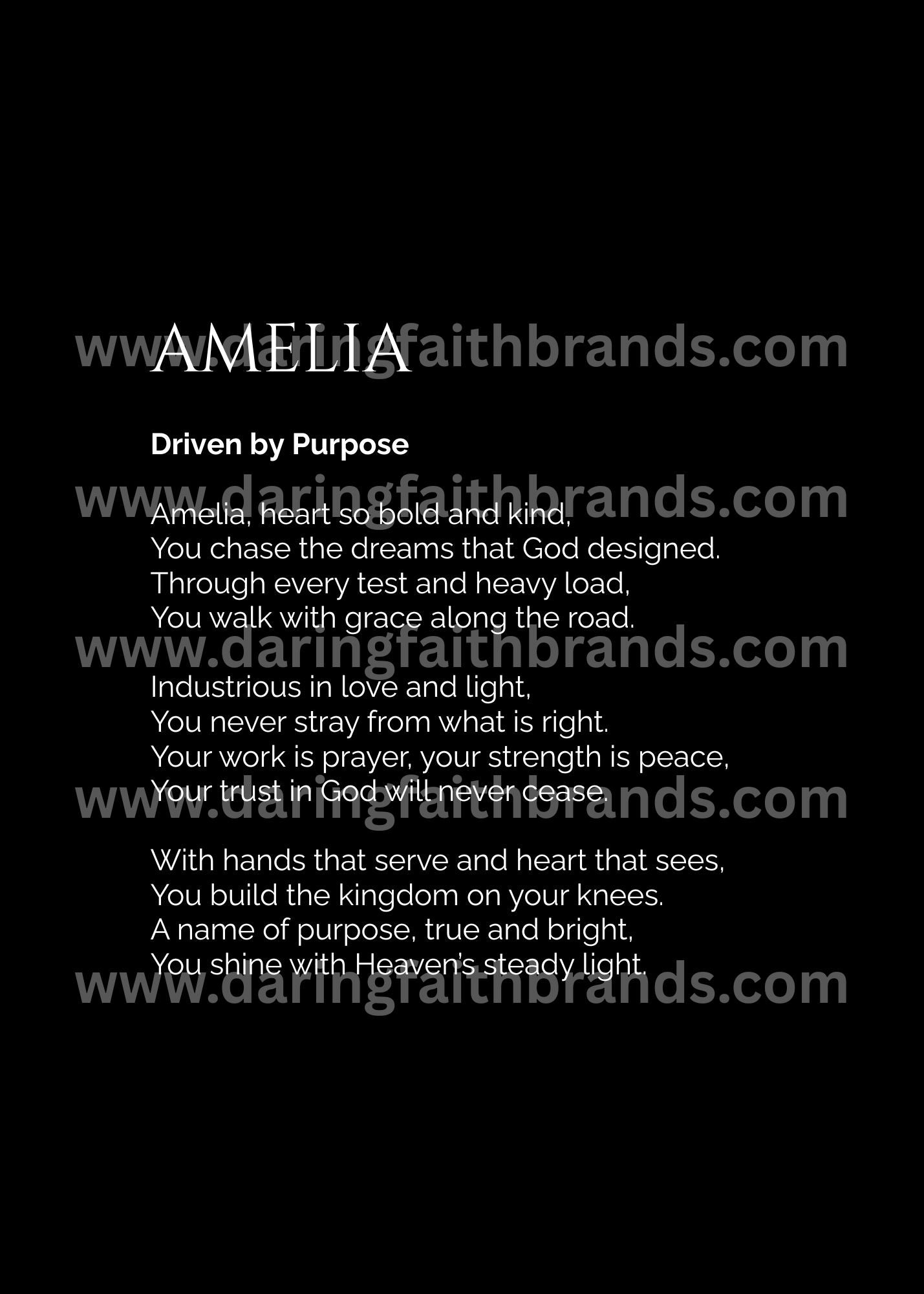 Amelia - Name Meaning Poem - Digital Download